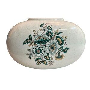 Vintage Mid Century Modern MCM Inspired Floral Speckled Oval Vase‎ 11.5" Wide